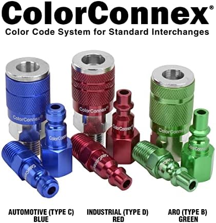 ColorConnex Csatoló & Csatlakozó Készlet, Gépjármű Típus C, 1/4 NPT, Kék, 7-Darab - A72457C