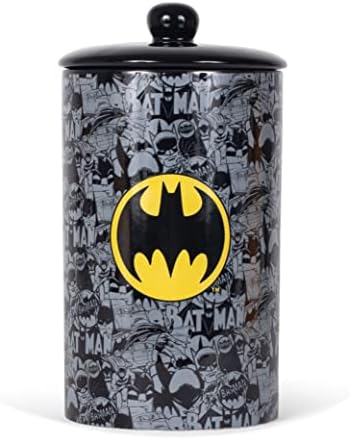 DC Comics Batman Régi Kerámia Kutya Kezelésére Jar | 10x 5 a Kutya Kezelésére Üveg Fedővel | Mosogatógépben mosható Batman