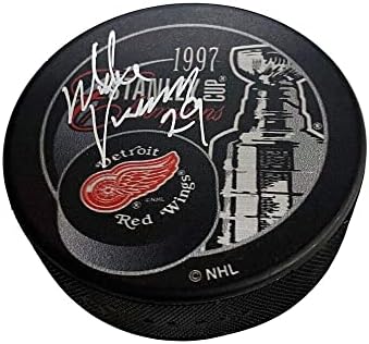 MIKE VERNON Aláírt 1997-Ben Stanley-Kupa Bajnokok Puck - Detroit Red Wings - Dedikált NHL Korong