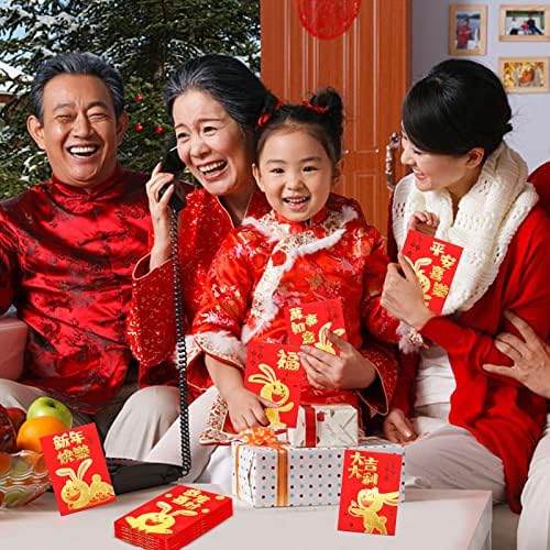 36 a Kínai Új Év a Vörös Borítékok 2023 Nyúl Évben Szerencsés Hong Bao Rajzfilm Szerencsés Pénzt Csomag 6 különböző Arany Dombornyomott Minták