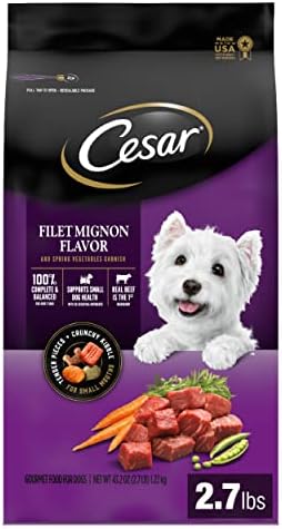 CESAR Kisebb Fajta Száraz kutyaeledel, Filet Mignon Íze a Tavaszi Zöldség Köret, 2.7 kg. Táska