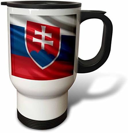 3dRose Zászló Szlovákiában Integetett A Szél Utazási Bögre, 14 Grammos, Rozsdamentes Acél