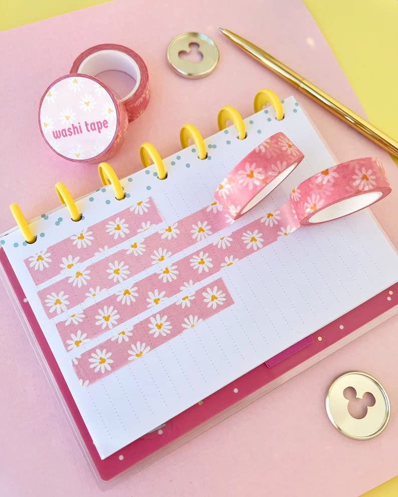 Washi Tape Aranyos, Rózsaszín Daisy Washi Tape, Aranyos Rejtett Írószer Tavaszi Boldog, Pozitív Megerősítés Rezgéseket Tervező Scrapbook