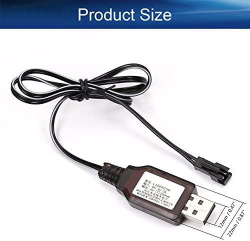 Bettomshin 1db 6V 250mA USB Töltő Kábel, Adapter Kábel SM-2P Csatlakozódugó Csatlakozó RC Autó Ni-MH, Ni-CD Akkumulátor