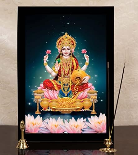 IBA Indianbeautifulart Indiai Istennő Lakshmi A Szent Virág a Zuhanyozás Pénzt Képkeret Kedvező Hindu Isten Képkeret Ajándék Célra