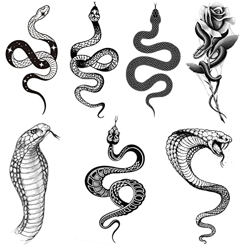 Tazimi Kígyó Ideiglenes Tetoválás ,6 Lap Fekete Kígyó Tetoválás A Nők A Férfiak, Body Art Dekoráció Fekete Hamis Tetoválás Matricák.
