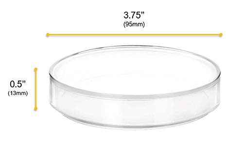 12PK Műanyag Petri-csésze szemhéjakkal - 3.75 Átmérő, 0.5 Mélység - Öntött a Polipropilén - Újrafelhasználható, Autoclavable - Áttetsző