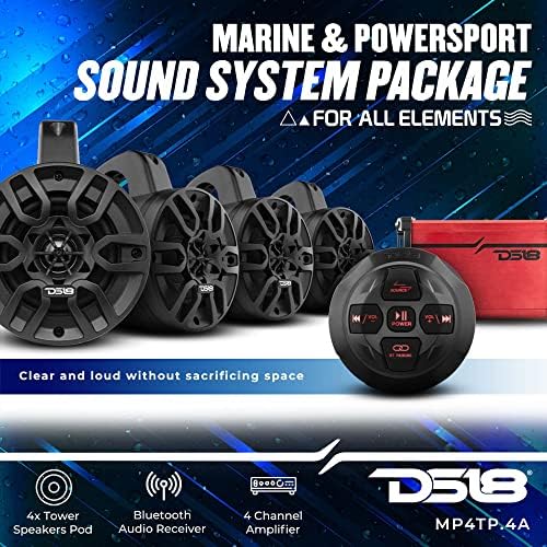DS18 MP4TP.4A Tengeri & Powersports Sztereó Rendszer 4X 4 Wakeboard Torony Hüvely Vízálló Hangszórók Erősítő, valamint Bluetooth Távirányító