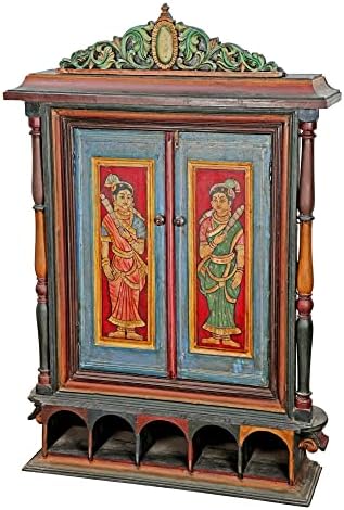 Egzotikus India 36 x 54 Dicsőséges Gajalakshmi Tanjore Festmény, Nagy, Fából készült Hagyományos ajtókeret | Hagyomány