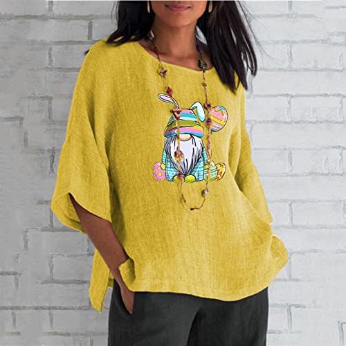 Húsvéti Pólók Női 3/4-Es Ujjú Aranyos Gnome Grafikus Póló Póló, Kényelmes, Laza Laza Pólók Pulóver Nyári Blúz