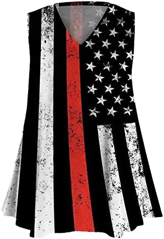 Plus Size Női Amerikai Zászló Tartály Tetejét július 4 póló Hazafias Ujjatlan Póló USA Csillagok Csíkos Grafikus Tartályok