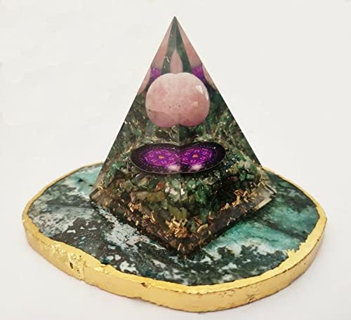 Sharvgun Orgon Piramis Jade Zöld Kristály, rózsakvarc Kristály Labdát Ohm Csakra Virág az Élet Gyógyító Kő Reiki Chara Készlet 4 Kristály
