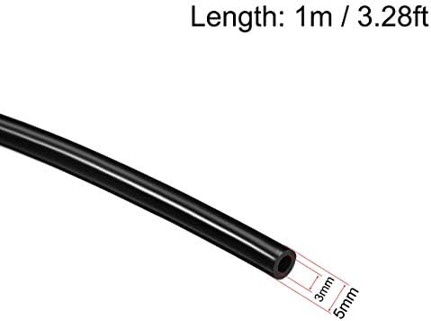 Aexit Fekete Szilikon cső 0.11 ID x 0.19 OD(3mmX5mm) 3.28 ft(1 m) Magas hőmérsékletű tömlő szilikon cső levegő tömlő gumi tömlő Rendkívül