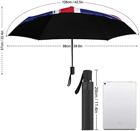 Zászló Egyesült Királyság 3 Redők Auto Nyitva Közel Anti-UV Esernyő Utazási Esernyő Hordozható Nyári Esernyő