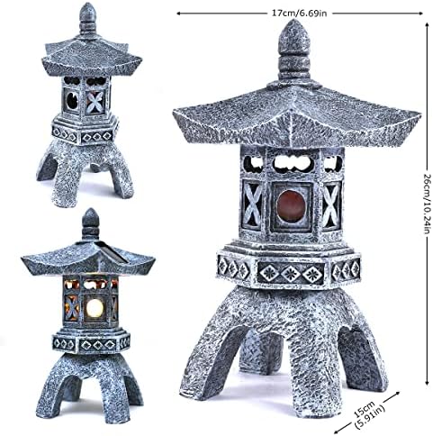 MIBUNG Zen Szolár Lámpa Pagoda Kerti Szobor, Szobrászat, Beltéri/Kültéri Zen Ázsiai Dekoráció a Napenergia Lotus Fény, Japán Templom