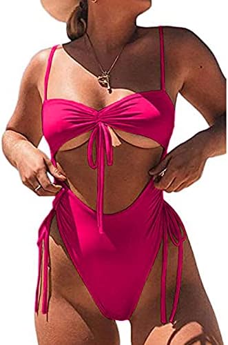 Szexi, Áttetsző Bikini Fürdőruha Nők Onepiece Ruha Bikini Fürdőruha Fel Set Fürdés Kötést Párnázott Nyomja Szexi, Rózsaszín