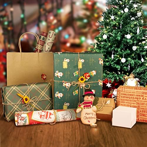 URSOQGUY Karácsonyi Csomagoló Papír, Papír, Ajándék Táska Szett