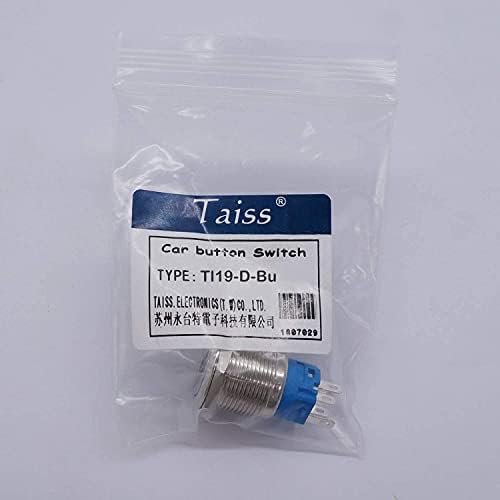 DFAMIN 12V-os 19mm Kék LED Kapcsoló 1NO 1NC 3/4 Szerelési Lyuk Reteszelés Típus Ezüst Rozsdamentes Acél Fém váltókapcsoló (Méret :