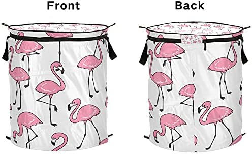 xigua Rózsaszín Flamingók Minta Popup Szennyesben, Összecsukható, Hordozható, Piszkos Ruhát Kosár Cipzáras Fedél, szennyesből Hálószoba, Gyerek