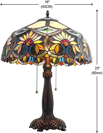 GINSENGLUX Tiffany Stílusú asztali Lámpa 2-Fény 23 Magas Klasszikus Rusztikus Nagy Tiffany Lámpa Éjjeli Nagy Luxus Egyedi asztali Lámpa ólomüveg