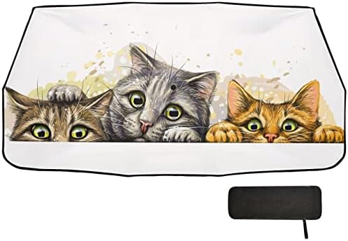 ALAZA Akvarell Macska Aranyos Cica Kocsi Nap Árnyékban Winshield Ablakon Árnyalatok Esernyő Fedő Visszahúzható Összecsukható Reflektor