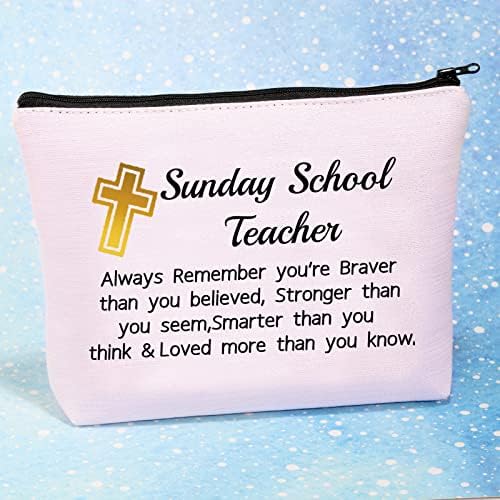 G2TUP vasárnapi Iskolai Tanár Ajándék Keresztény tanárok Kozmetikai Táska Minden Lecke fel van készülve az Isten szerelmére（mindig