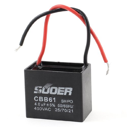 Uxcell CBB61 Javítása Része Motor Fut Kondenzátor, AC 450V, 4uF, 50/60 Hz, Fekete